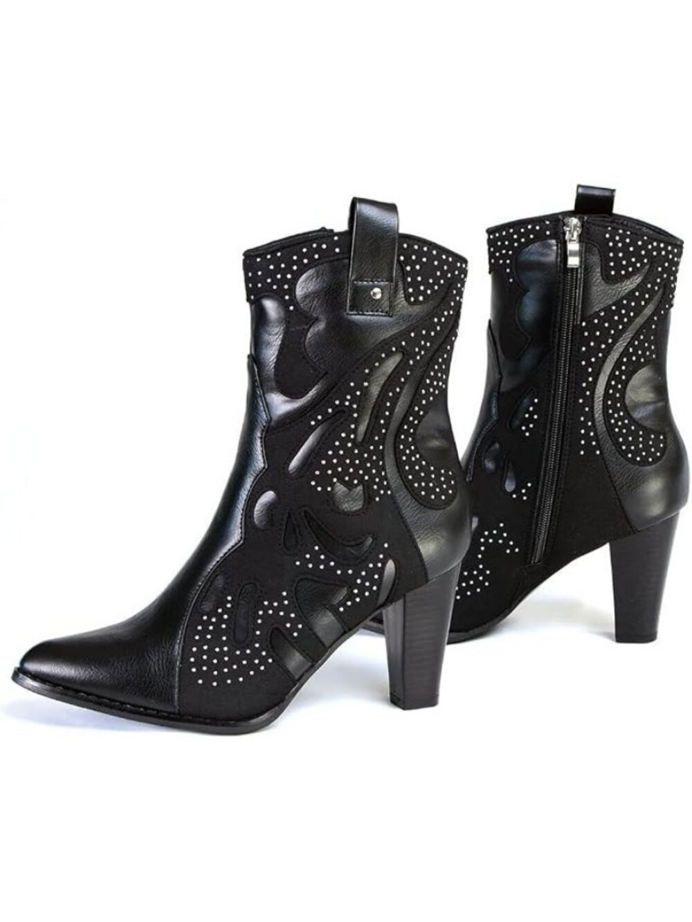 Milwaukee Western Style Boots Studded MBL9429 Black Fashion Casual Womens Size 8 - Picture 2 of 6